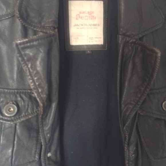 Jack And Jones Vintage Leather Jacket - Picture 7 of 12